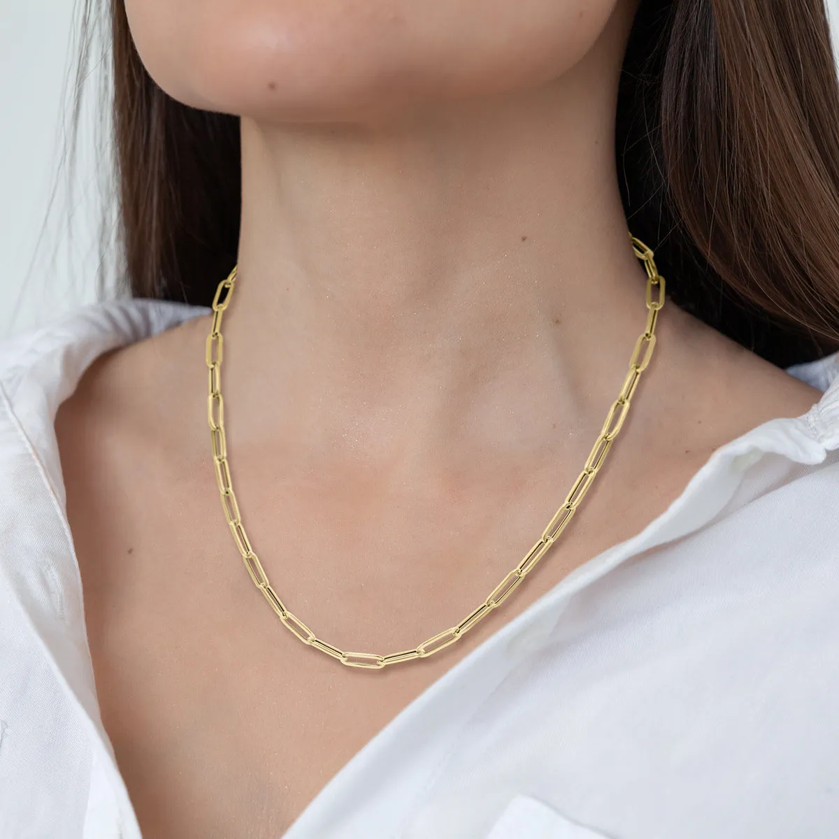 14K Yellow Gold 4.2MM Lite Paperclip Chain With Lobster Clasp - 18 Inch