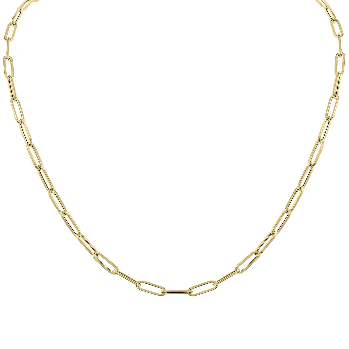 14K Yellow Gold 4.2MM Lite Paperclip Necklace With Lobster Clasp - 20 Inch