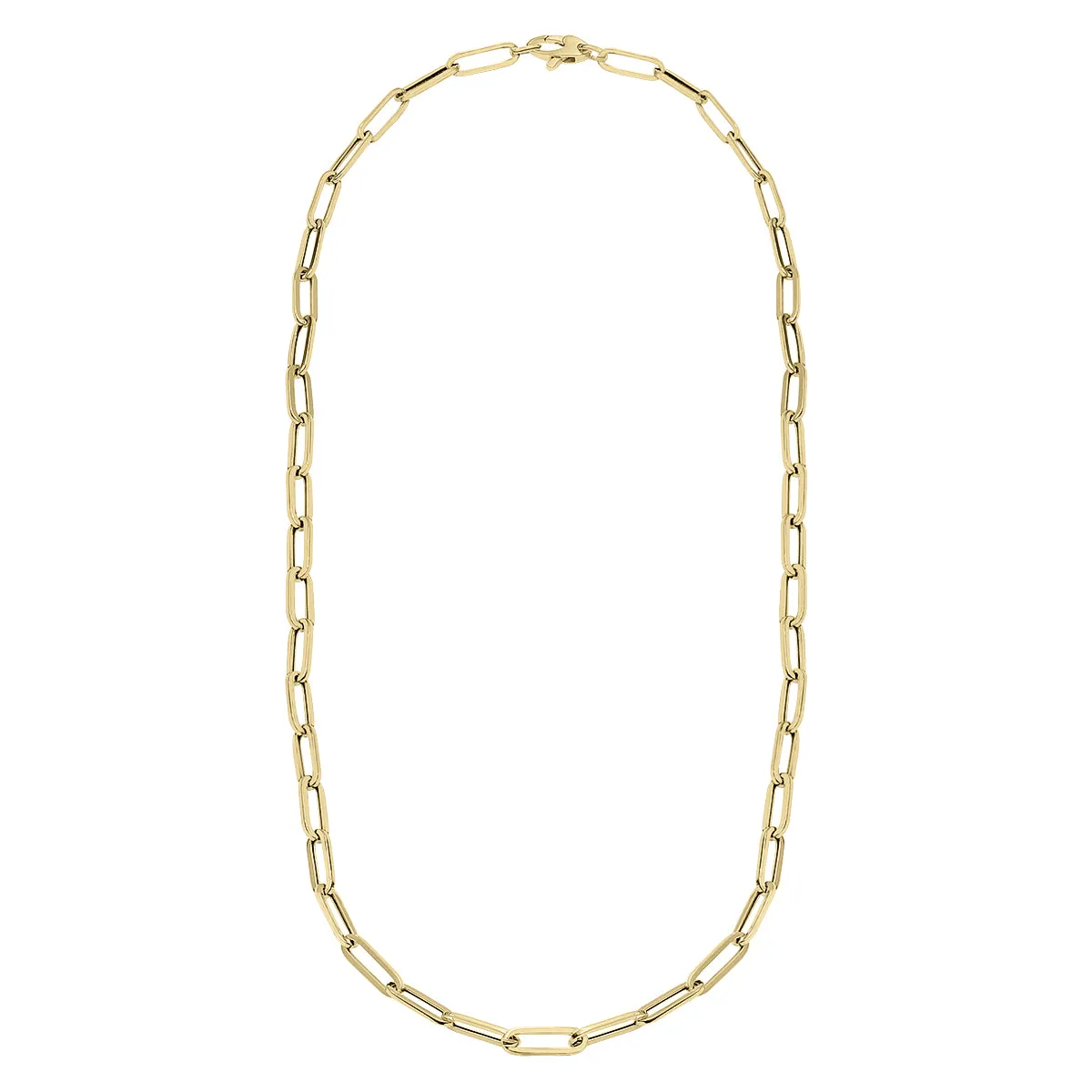 14K Yellow Gold 4.2MM Lite Paperclip Necklace With Lobster Clasp - 20 Inch