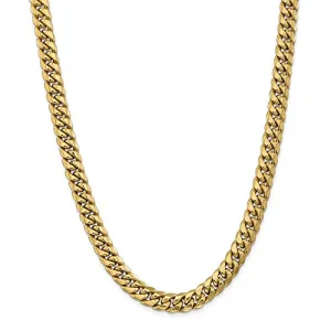 14k Yellow Gold 9.3mm Miami Cuban Chain Necklace 24 Inch Pendant Charm Curb Fine Jewelry For Women Gifts For Her