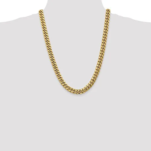 14k Yellow Gold 9.3mm Miami Cuban Chain Necklace 24 Inch Pendant Charm Curb Fine Jewelry For Women Gifts For Her