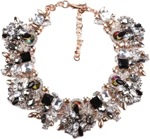 14K Yellow Gold Bib Necklace For Mrs Jewelry, ZA Indian Emerald Colorful Beaded Statement Choker Women, Black Crystal Chunky Rhinestone Large Collar Big Bib Necklace Jewelry