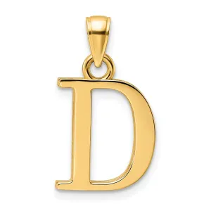 14K Yellow Gold Block Design Large Initial Letter D  Charm Pendant