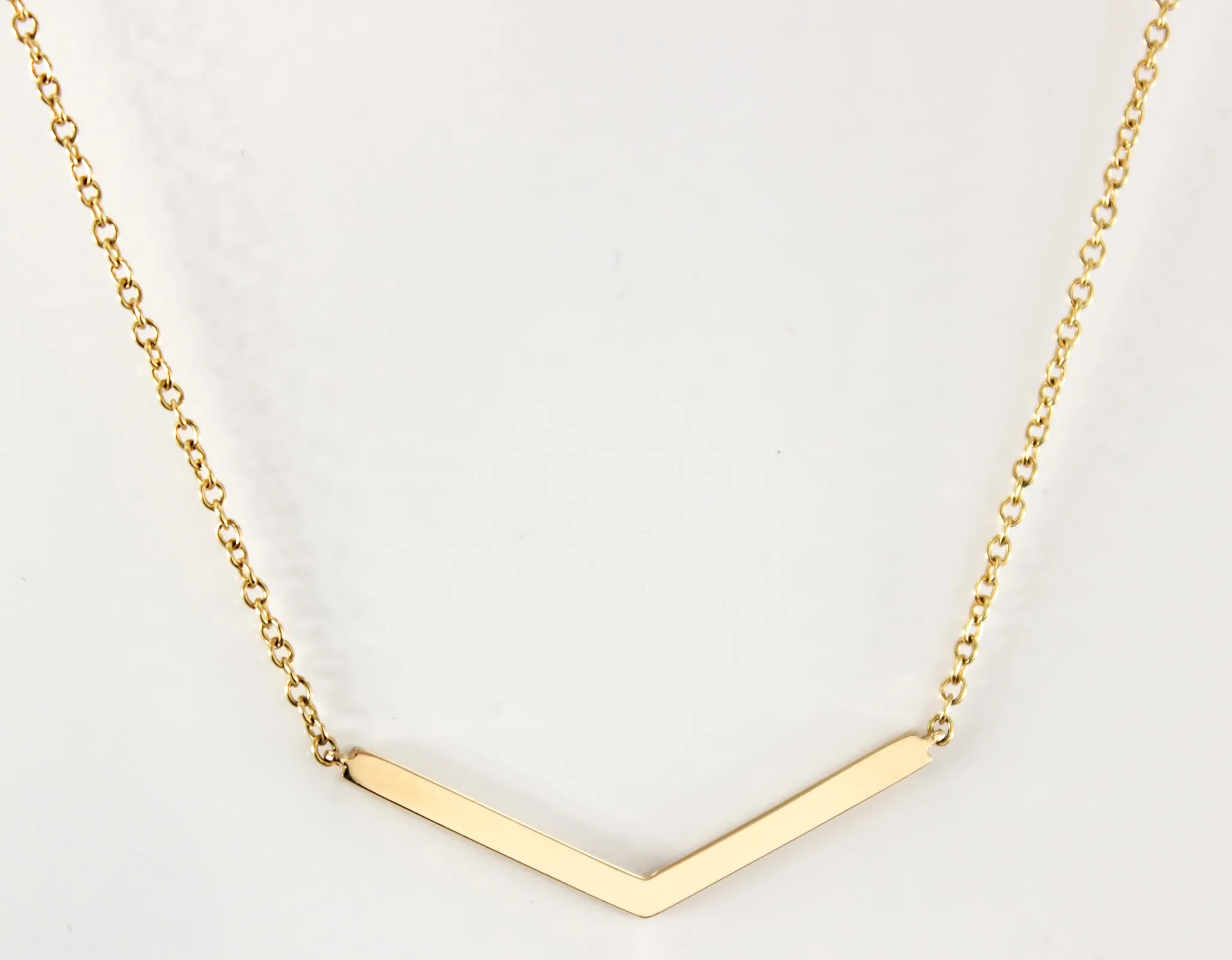 14K Yellow Gold Chevron Necklace