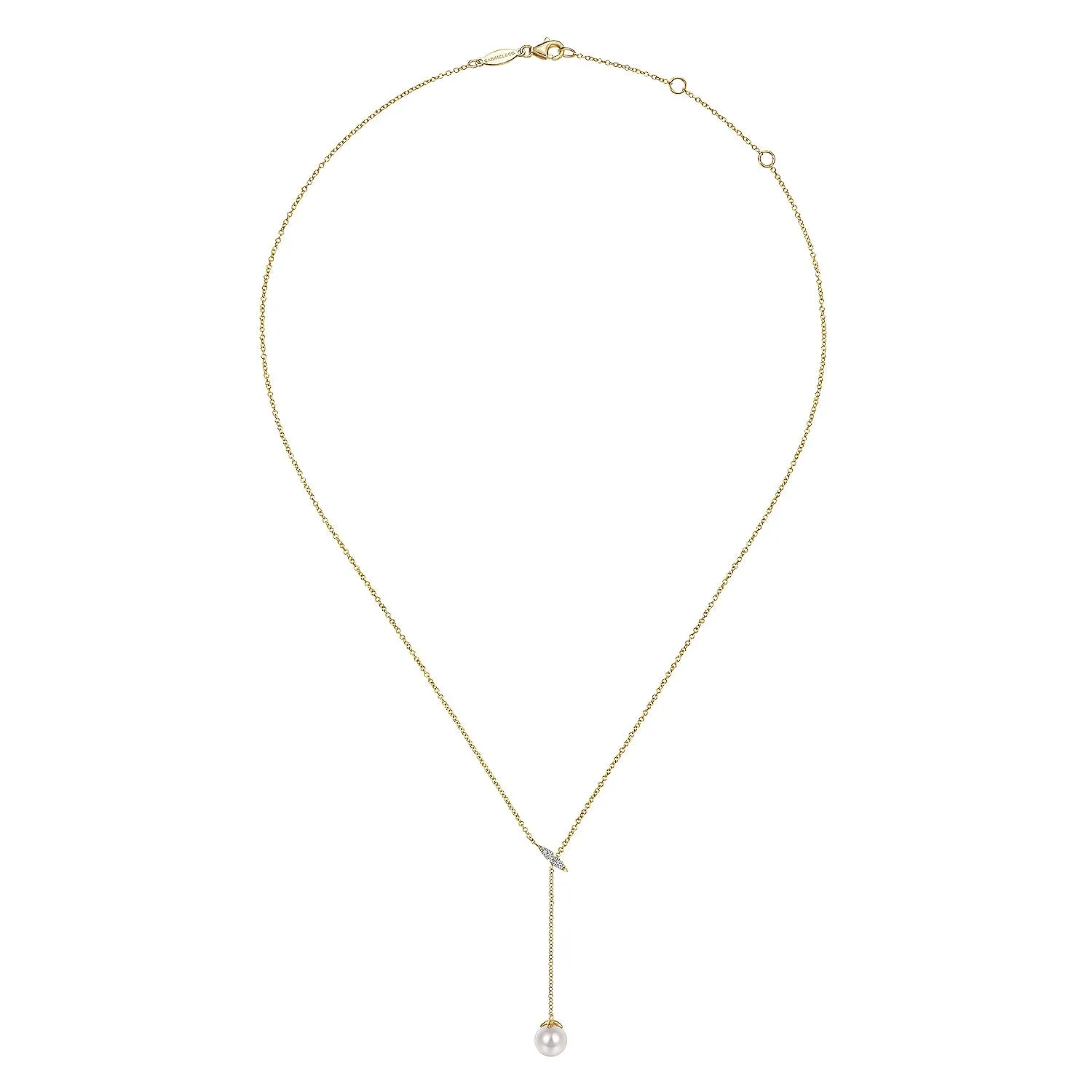 14K Yellow Gold Diamond And Pearl Y Knot Necklace NK5963Y45PL