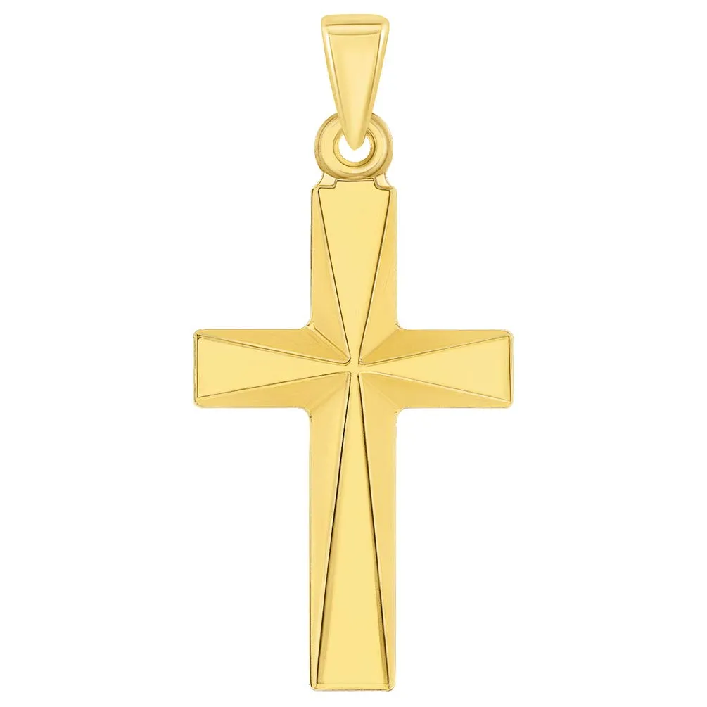 14k Yellow Gold Elegant Religious Plain Cross Pendant