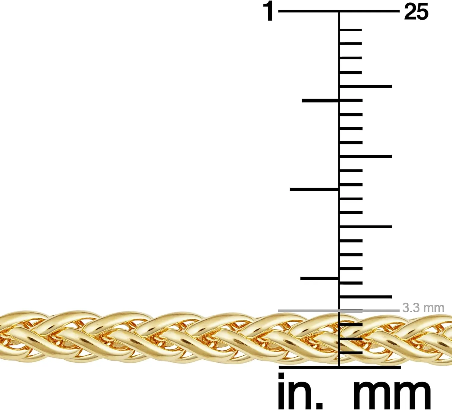 14k Yellow Gold Filled 3.3 mm Franco Chain Necklace for Men and Women (16, 18, 20, 24 or 30 inch)