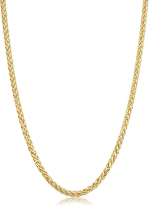 14k Yellow Gold Filled 3.3 mm Franco Chain Necklace for Men and Women (16, 18, 20, 24 or 30 inch)