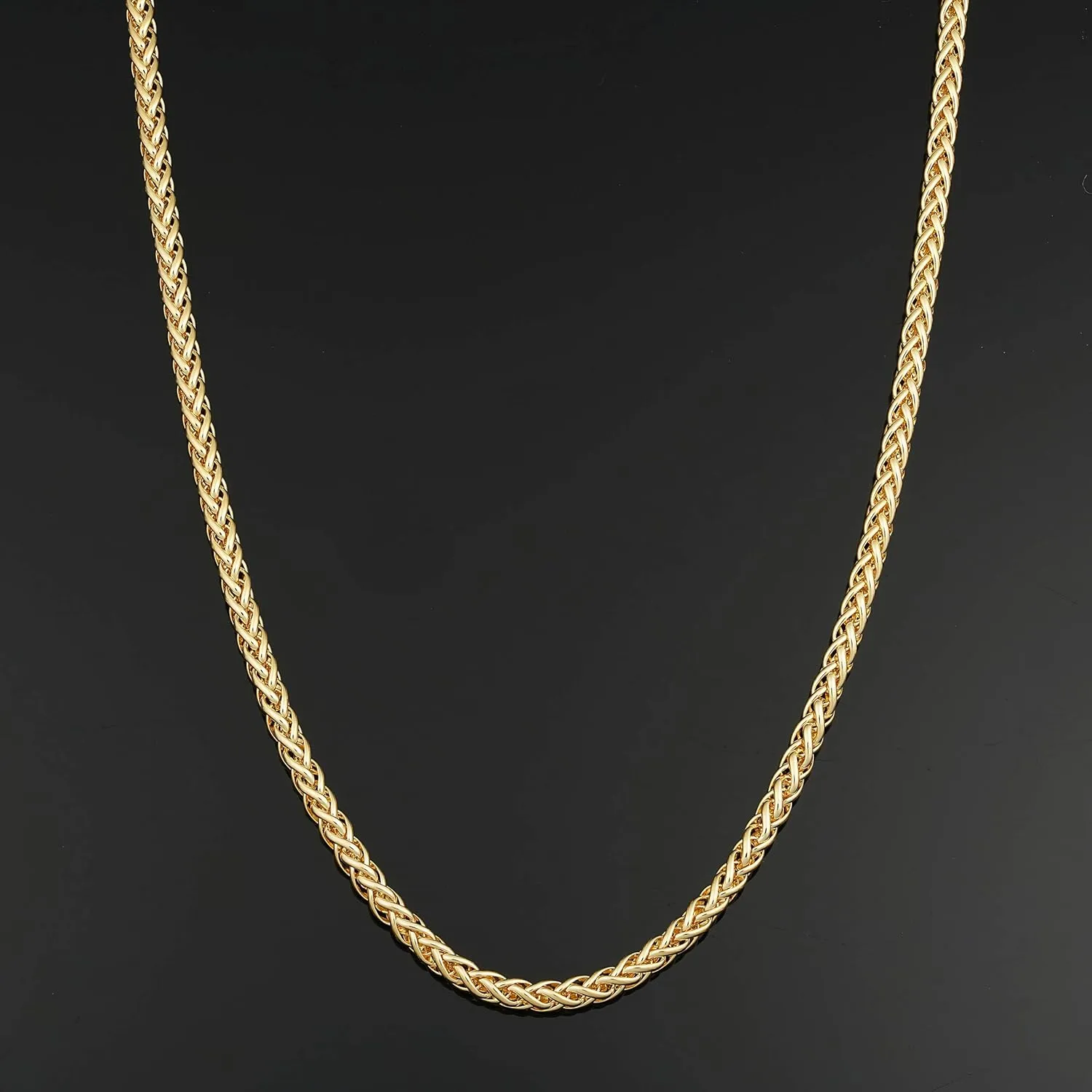 14k Yellow Gold Filled 3.3 mm Franco Chain Necklace for Men and Women (16, 18, 20, 24 or 30 inch)