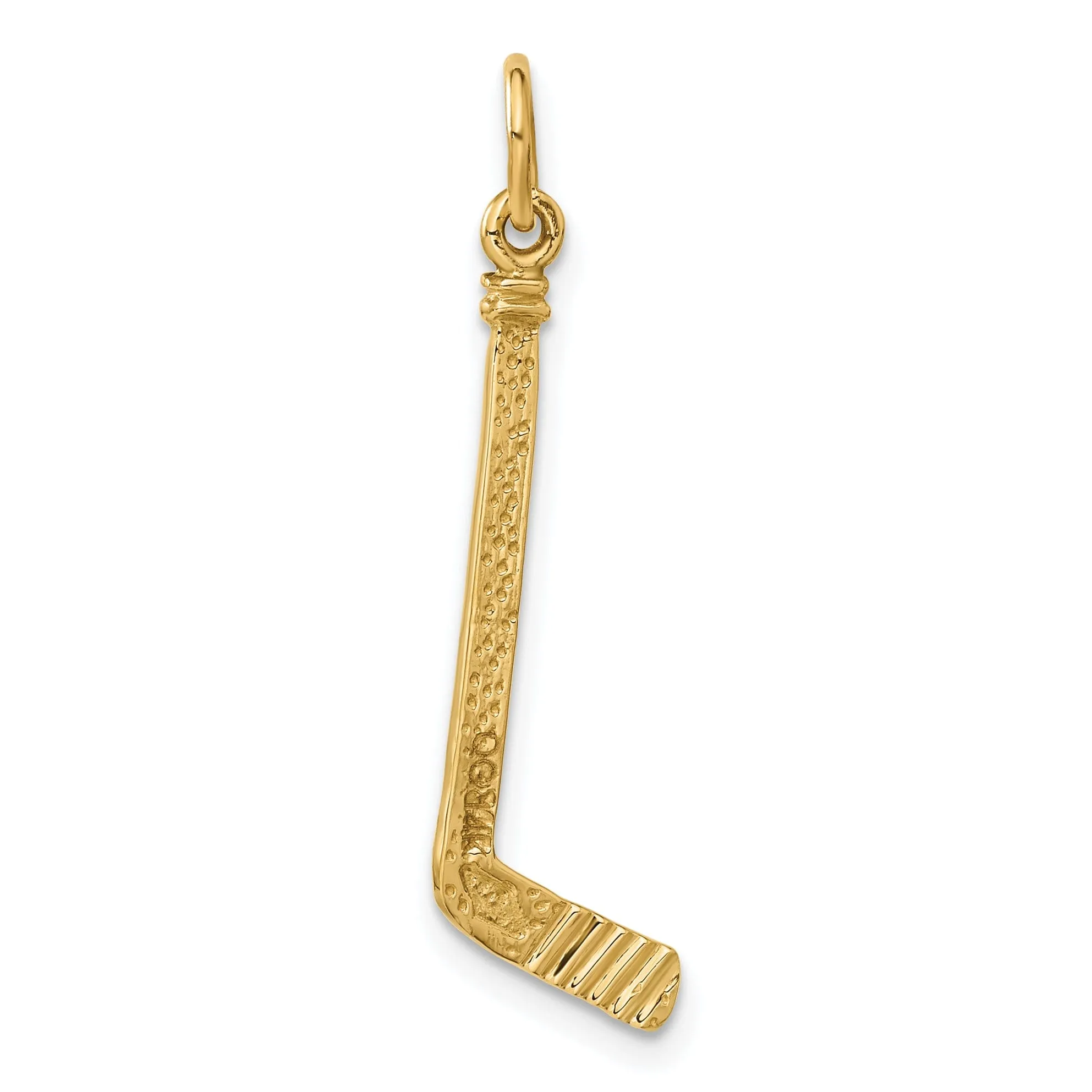 14k Yellow Gold Hockey Stick Charm Pendant