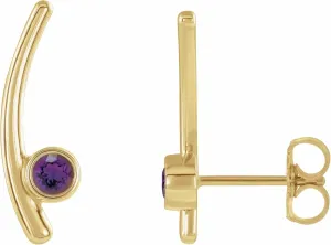 14k Yellow Gold Natural Amethyst Ear Climbers Opulent