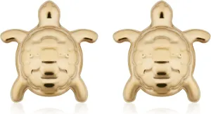 14k Yellow Gold Petite Turtle Stud Earrings | Minimalist Jewelry for Women