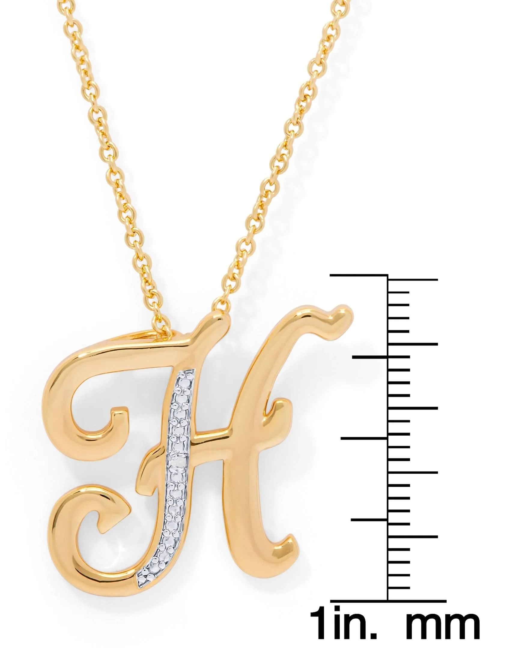 14K Yellow Gold Plated Diamond Accent Initial Pendant-H