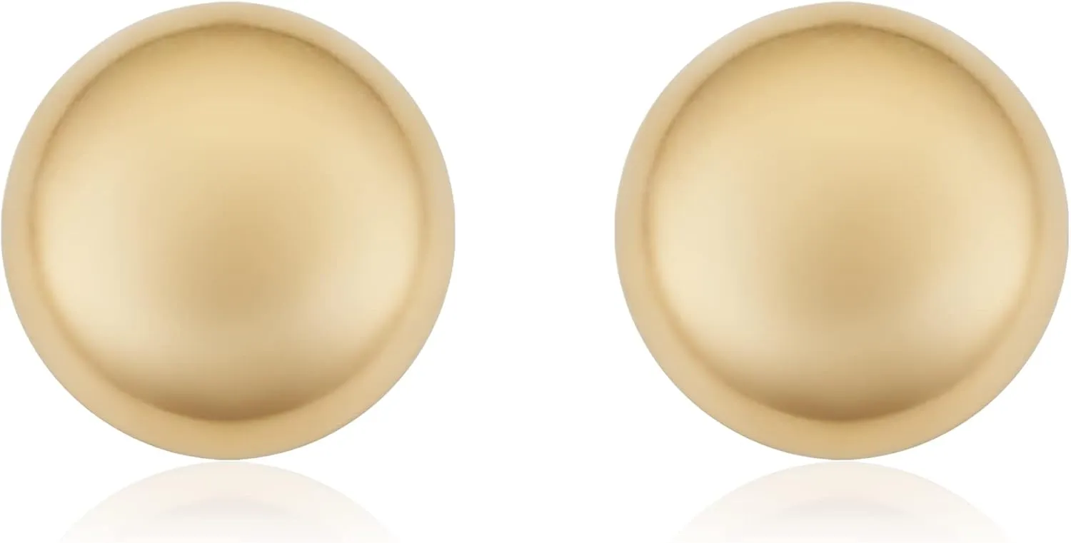 14k Yellow Gold Puffed Button Stud Earrings | Minimalist Jewelry for Women