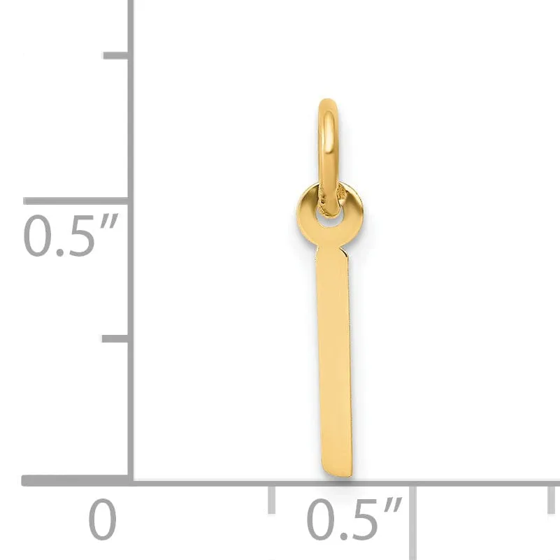 14k Yellow Gold Small Slanted Block Letter I Initial Pendant