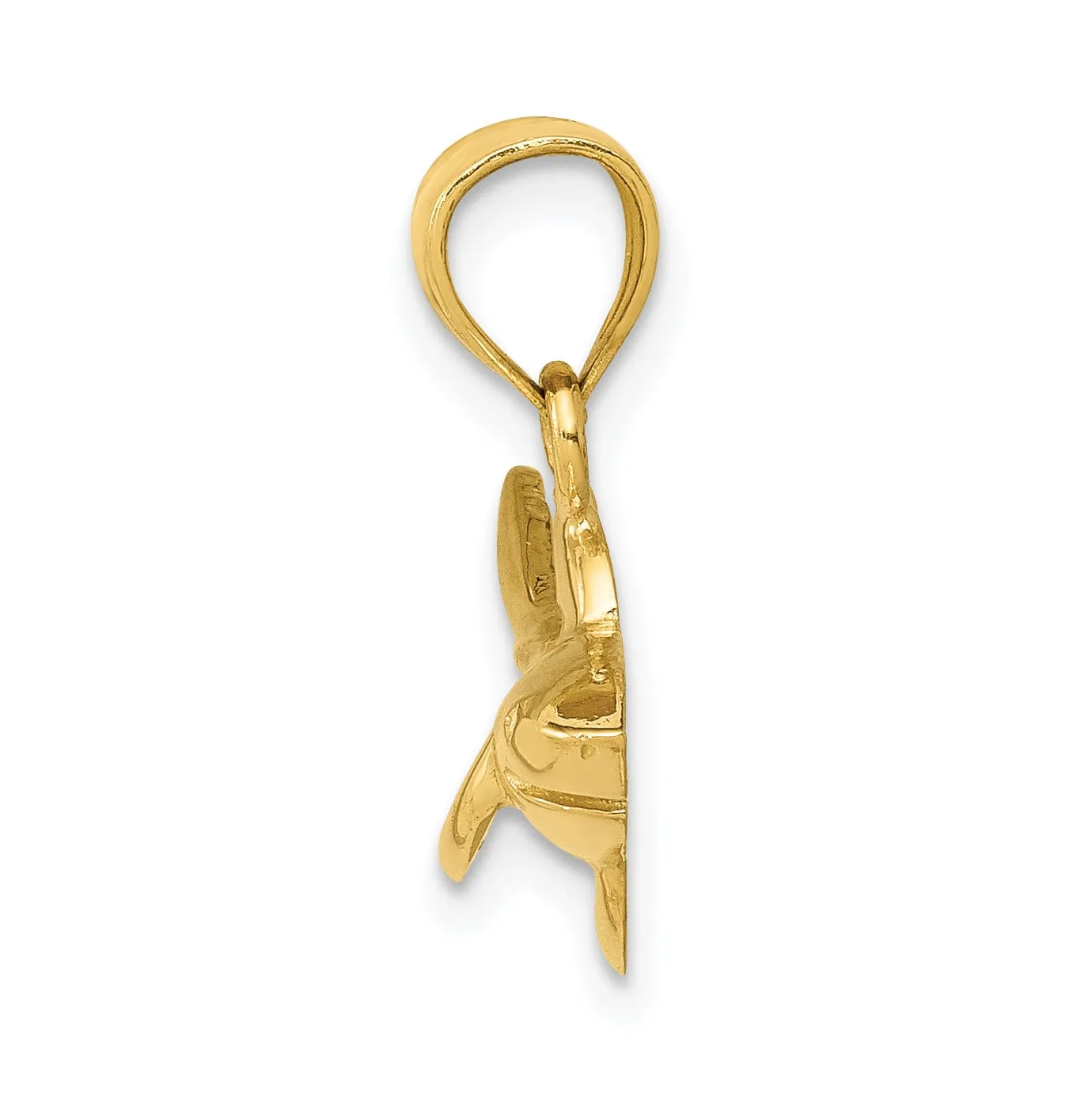 14K Yellow Gold Solid Polished Finish Shark Charm Pendant
