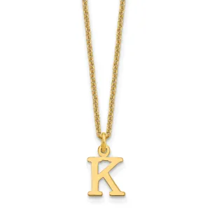 14k Yellow Gold Tiny Cut Out Block Letter L Initial Pendant and Necklace