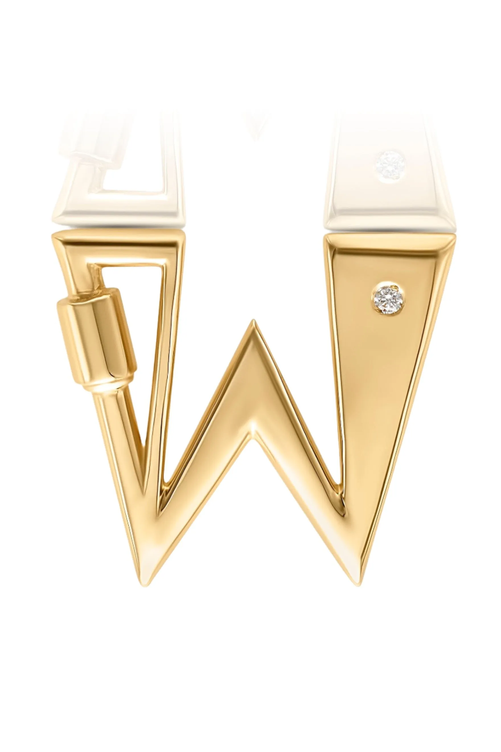 14KY Carabiner Letter Lock with Single Diamond
