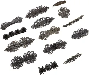 14pcs Vintage Hair Barrettes Bronze Flower Hair Clips Alloy Hair Accessories For Weddings Parties