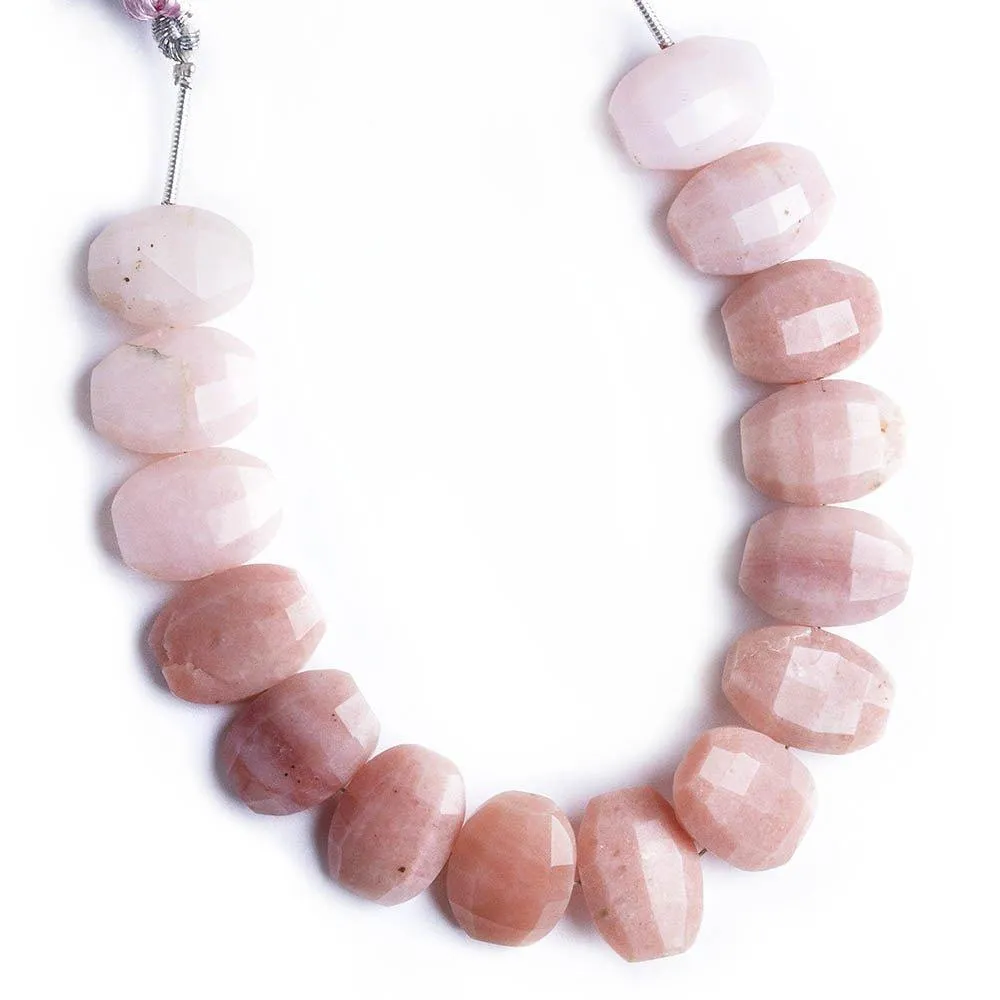 14x10mm Pink Peruvian Opal Faceted Cushion Beads 6 inch 15 pieces