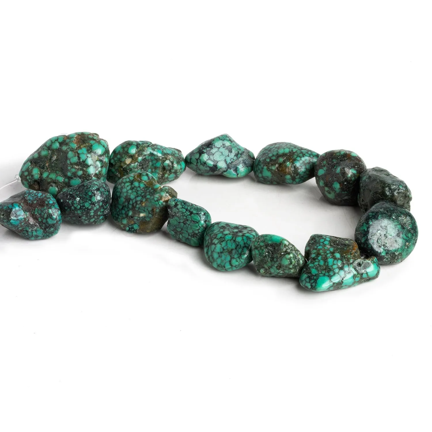 15-35mm Turquoise Plain Nuggets 12 inch 13 beads
