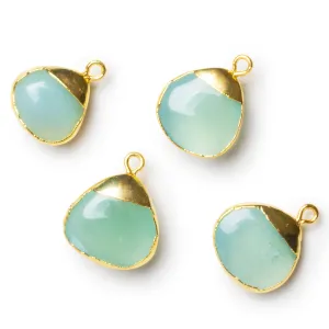 15mm Blue Chalcedony Gold Leafed Heart Pendant 1 Bead