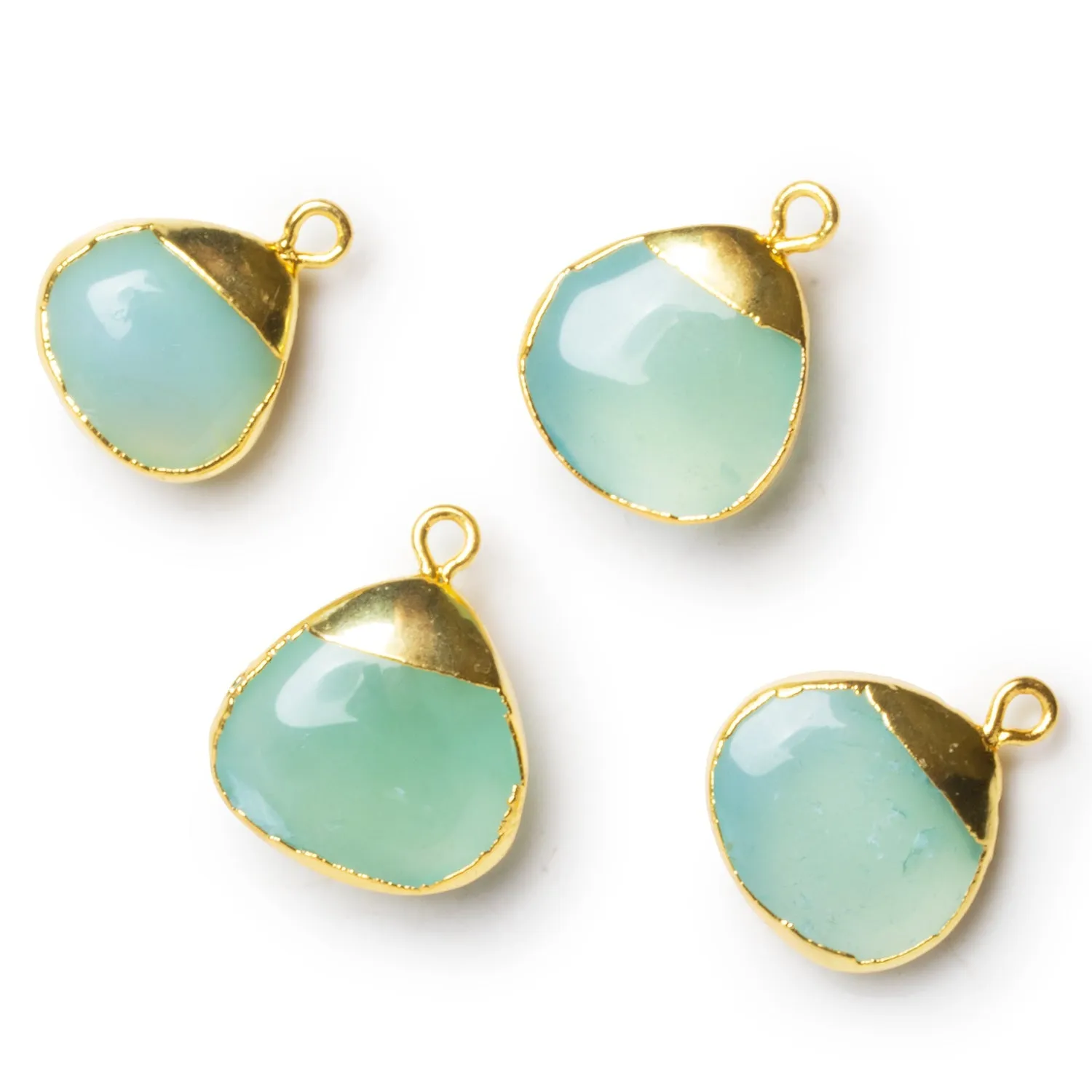 15mm Blue Chalcedony Gold Leafed Heart Pendant 1 Bead