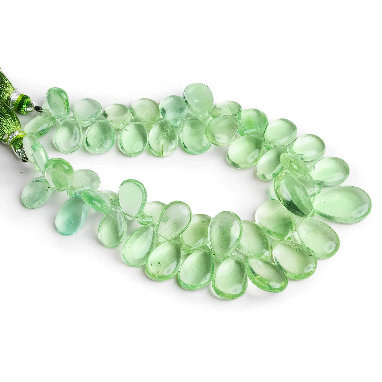 15x9mm Green Fluorite Plain Pears 8 inch 42 beads