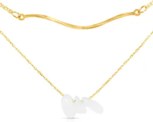 16K Gold Plated Natural Stone Layered Necklace - Dainty Women's Fashion Gold Jewelry, Layered Gold Necklaces with Stone Pendants, Cute and Tarnish Free Ladies Necklace.