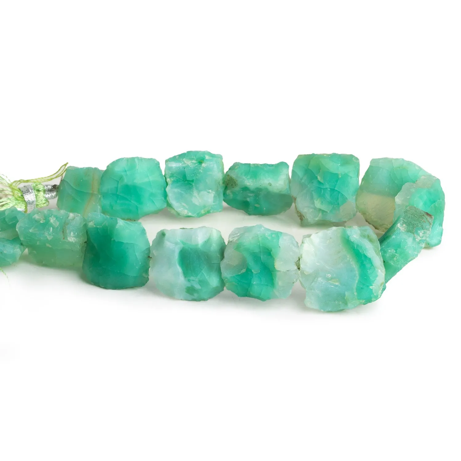 16mm Green Agate Hammer Faceted Squares 7.5 inch 11 beads