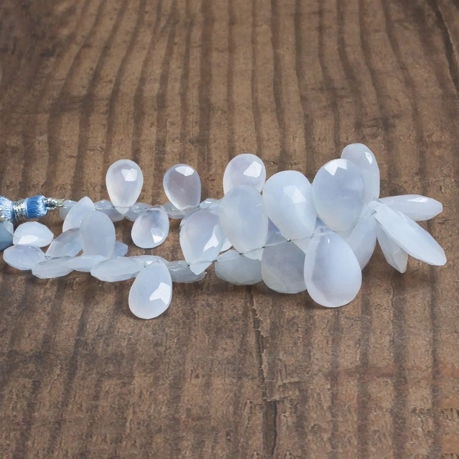 17x12mm Turkish Chalcedony Faceted Pears 7.5 inch 40 beads