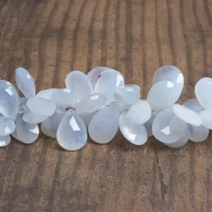 17x12mm Turkish Chalcedony Faceted Pears 7.5 inch 40 beads