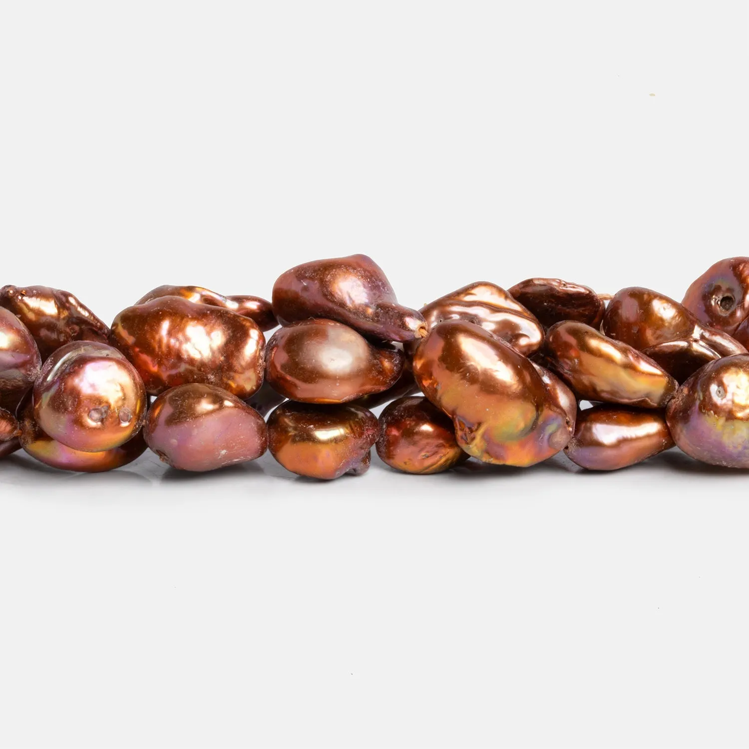 17x14mm Reddish Copper Baroque Pearls 15 inch 22 beads