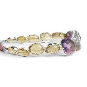17x15mm Silver Leafed Multi Gemstone Nuggets 7.5 inch 12 beads