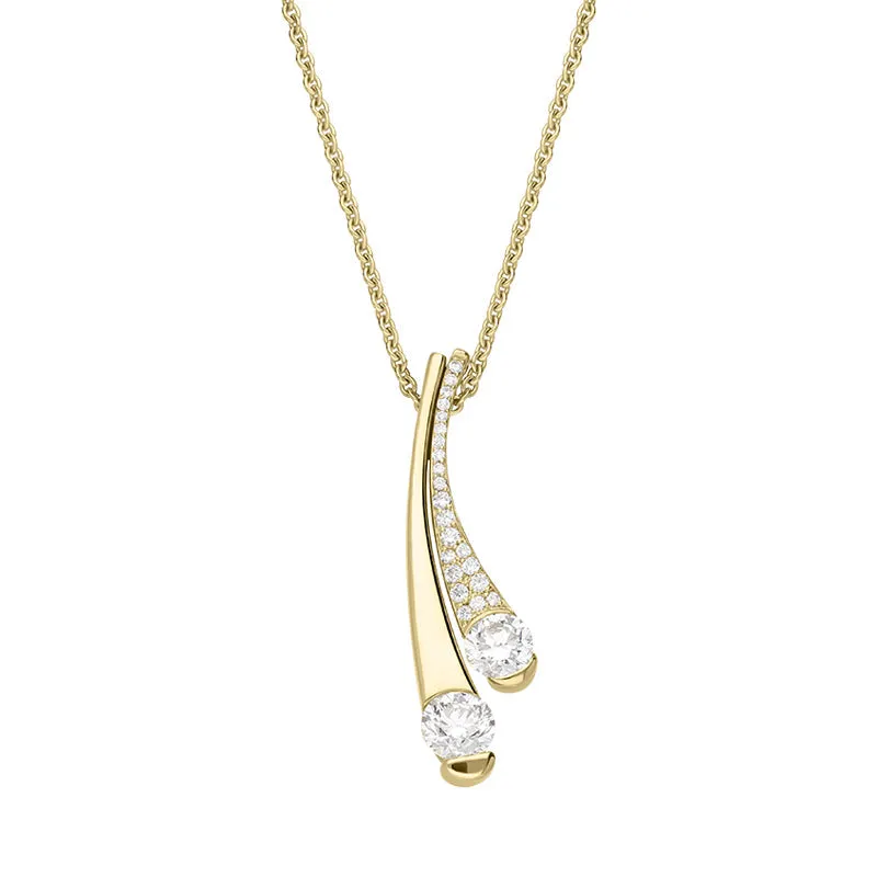 18ct Yellow Gold Diamond Double Drop Necklace D
