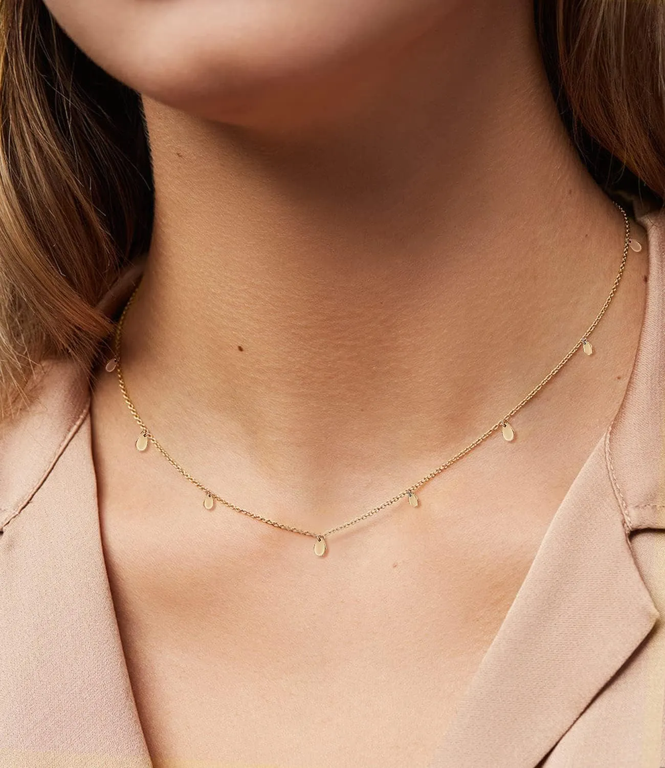 18k Gold Plated Choker Necklace for Women Dainty Disc Chain 925 Sterling Silver Necklaces for Her