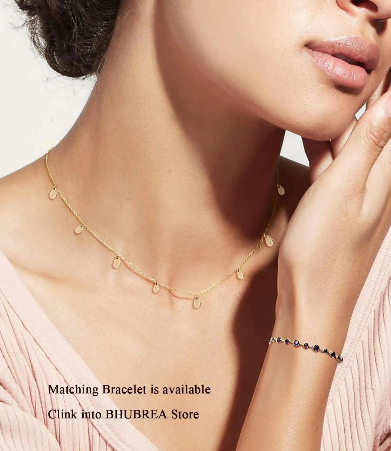 18k Gold Plated Choker Necklace for Women Dainty Disc Chain 925 Sterling Silver Necklaces for Her