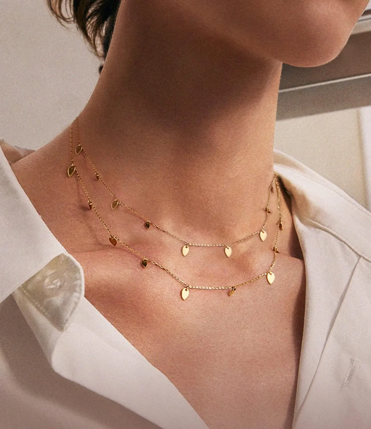 18k Gold Plated Choker Necklace for Women Dainty Disc Chain 925 Sterling Silver Necklaces for Her