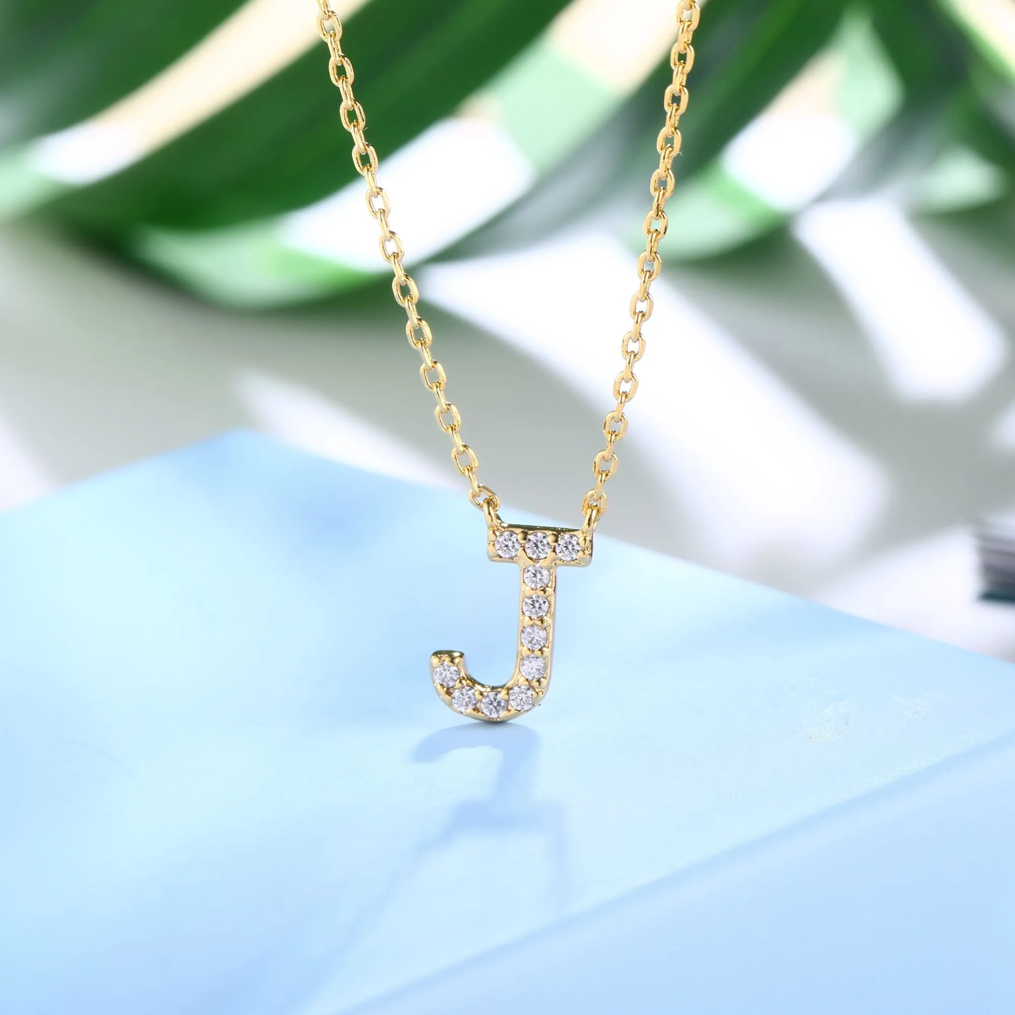 18K Gold Plated Cubic Zirconia Monogram Necklace