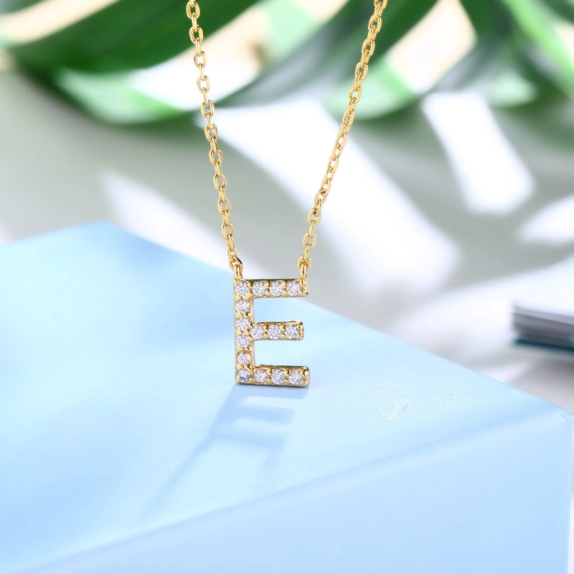 18K Gold Plated Cubic Zirconia Monogram Necklace