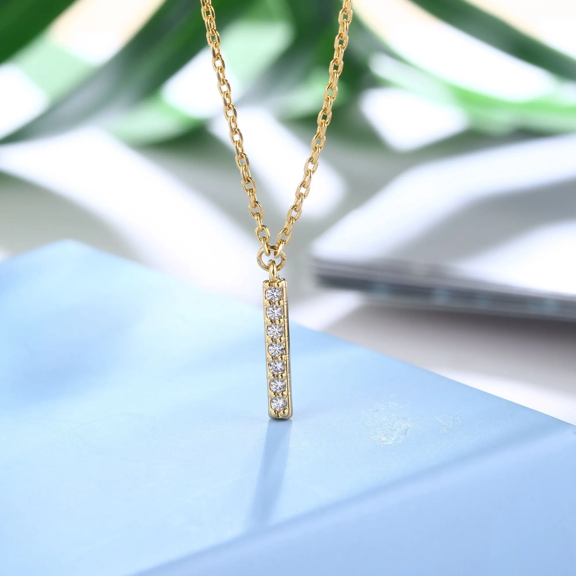 18K Gold Plated Cubic Zirconia Monogram Necklace