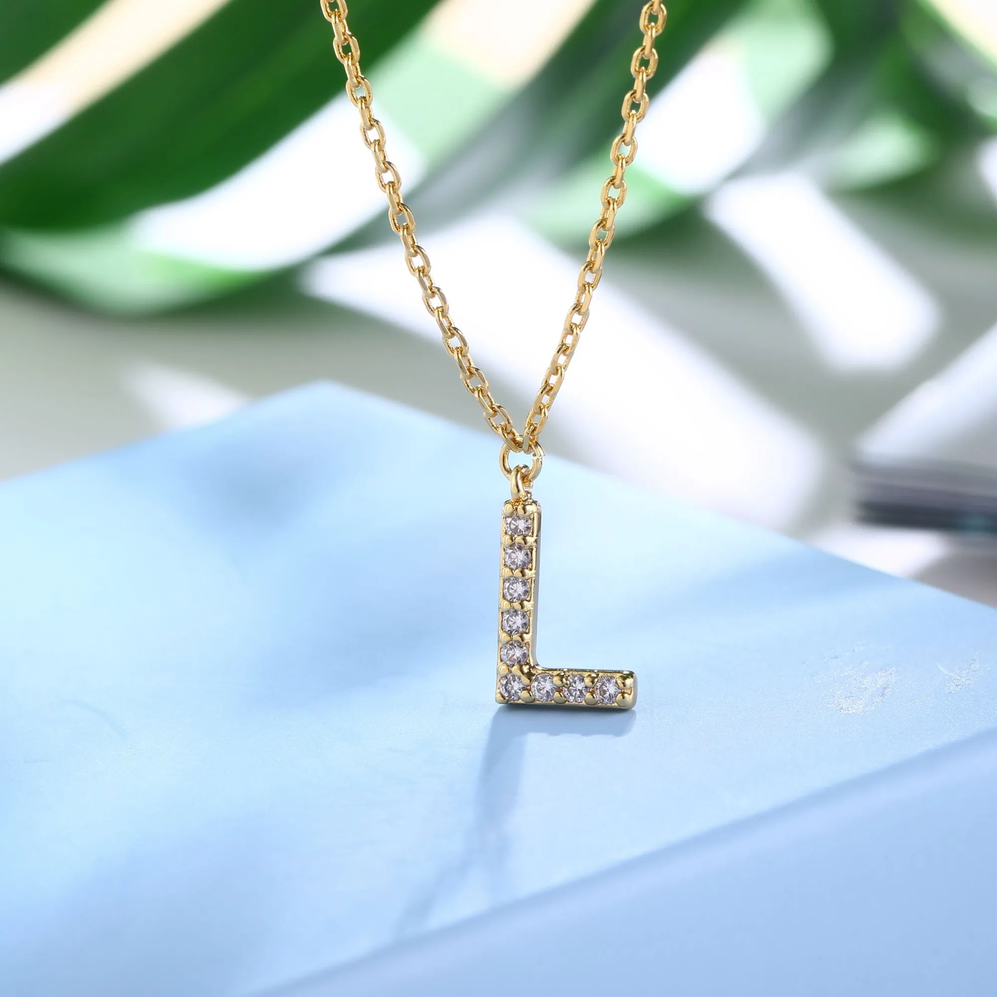 18K Gold Plated Cubic Zirconia Monogram Necklace