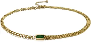 18K Gold Plated Emerald Choker Necklaces Chain Necklace Gold Necklaces for Women