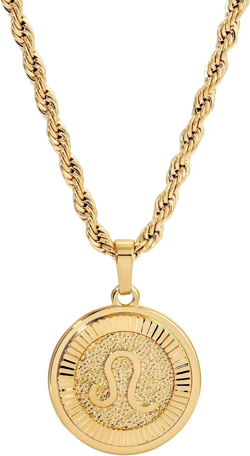 18k Gold Plated Zodiac Necklace & Pendant - Gold Necklace for Women & Men, Tarnish & Water Resistant, Birthday Gifts for Women & Men