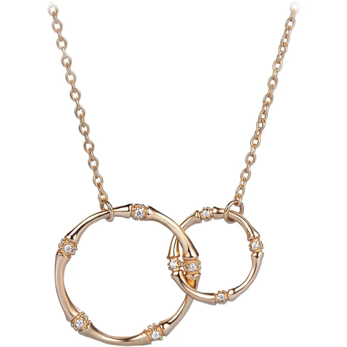 18K Real Gold Plated Interlocking Infinity Circle Silver Necklaces for Women