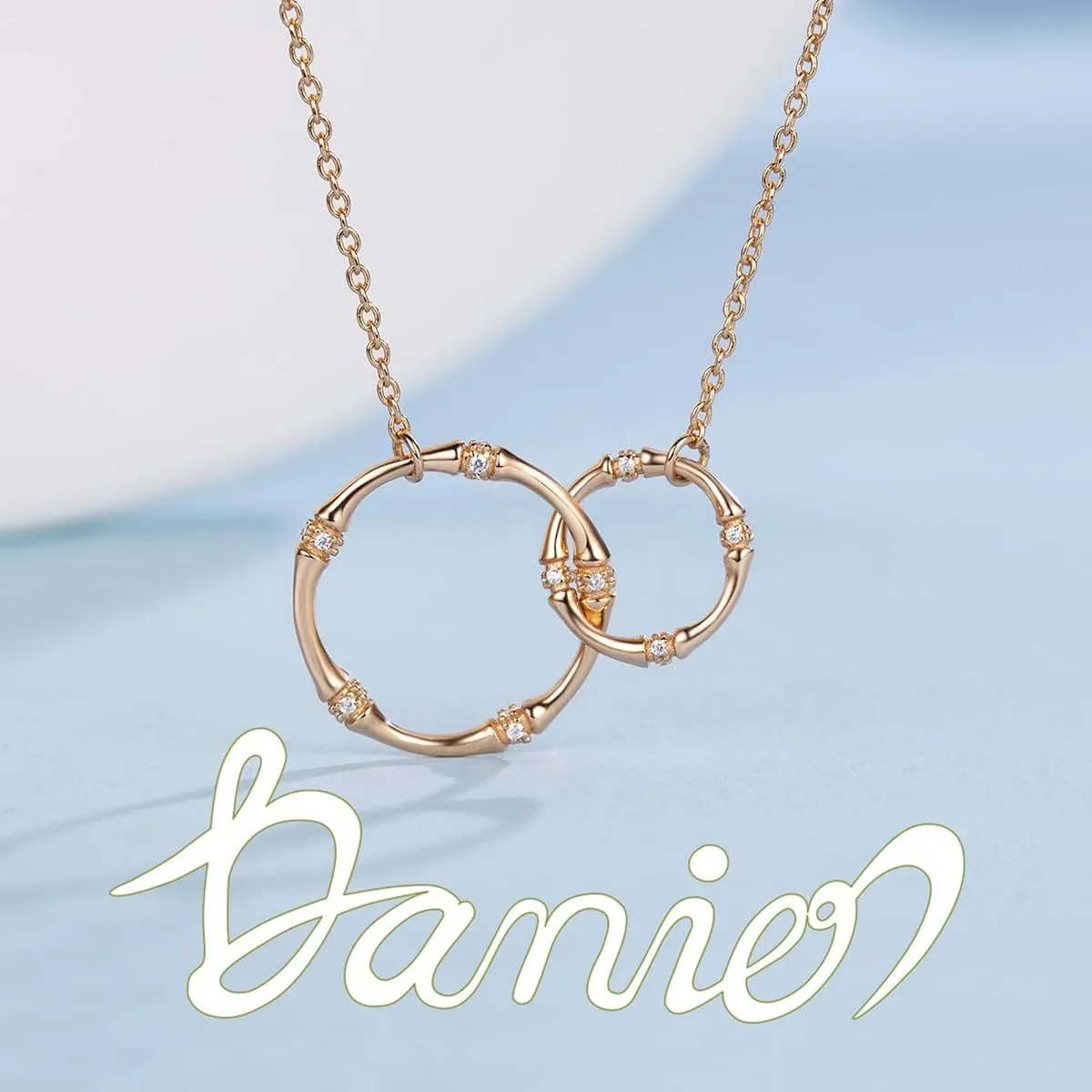 18K Real Gold Plated Interlocking Infinity Circle Silver Necklaces for Women