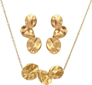 18K Real Gold Plated Jewelry Set Stainless Steel Irregular Shape Necklace Dangle Earrings Set Minimalist Gold Prom Jewelry Gift for Women