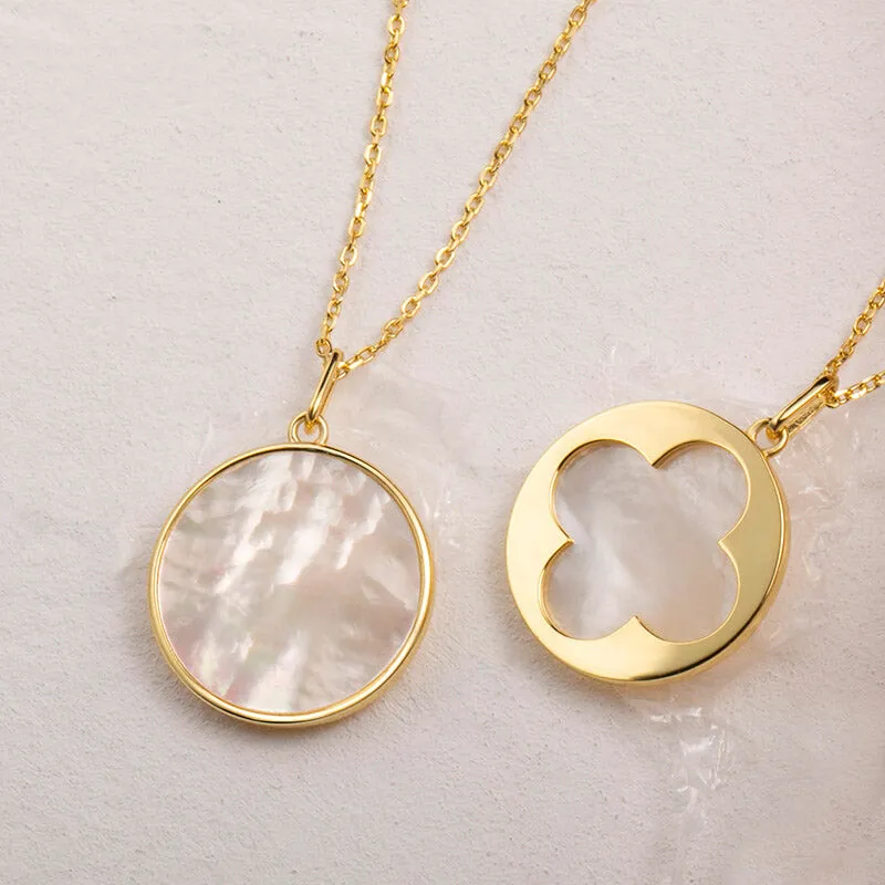 18mm Mother of Pearl Round Pendant Necklace