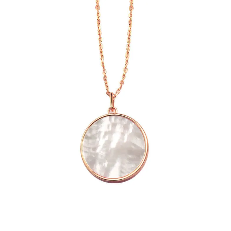 18mm Mother of Pearl Round Pendant Necklace
