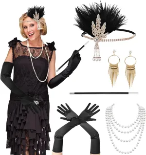 1920s Great Gatsby Headband Accessories Set for Women Costume Flapper Headpiece Headband(5 Pcs)